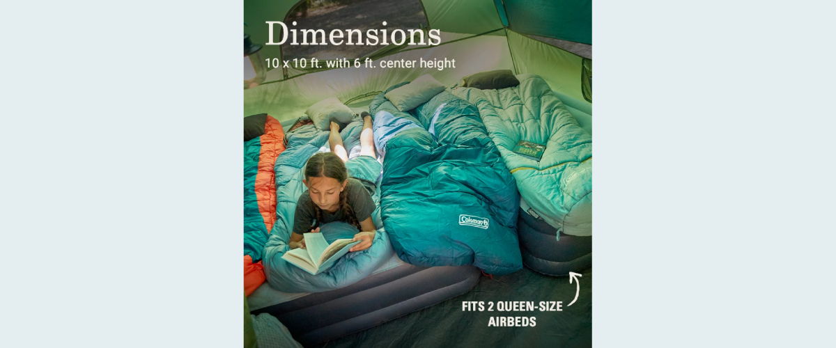 coleman sundome 6 person tent dimension