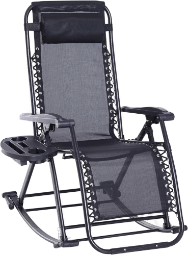 Outsunny Outdoor Rocking Chairs Foldable Reclining Zero Gravity Lounge Rocker